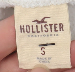 Hollister Women White Pullover Hoodie S Logo Cotton Blend Casual