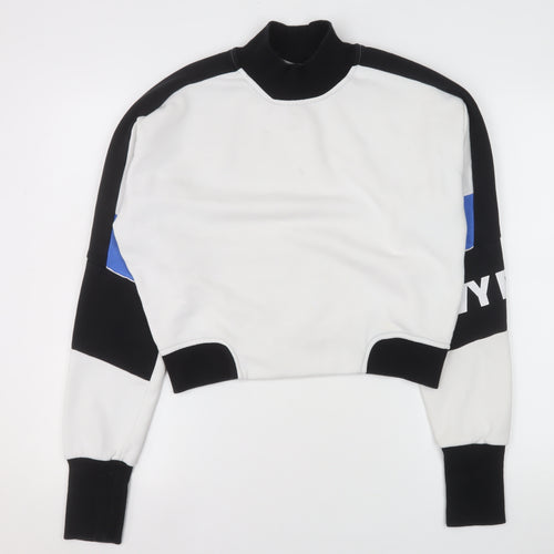 Ivy Park Women's White Black Blue Colourblock Mock Neck Sweatshirt Size S