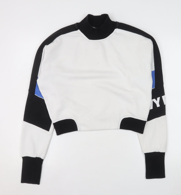 Ivy Park Women's White Black Blue Colourblock Mock Neck Sweatshirt Size S