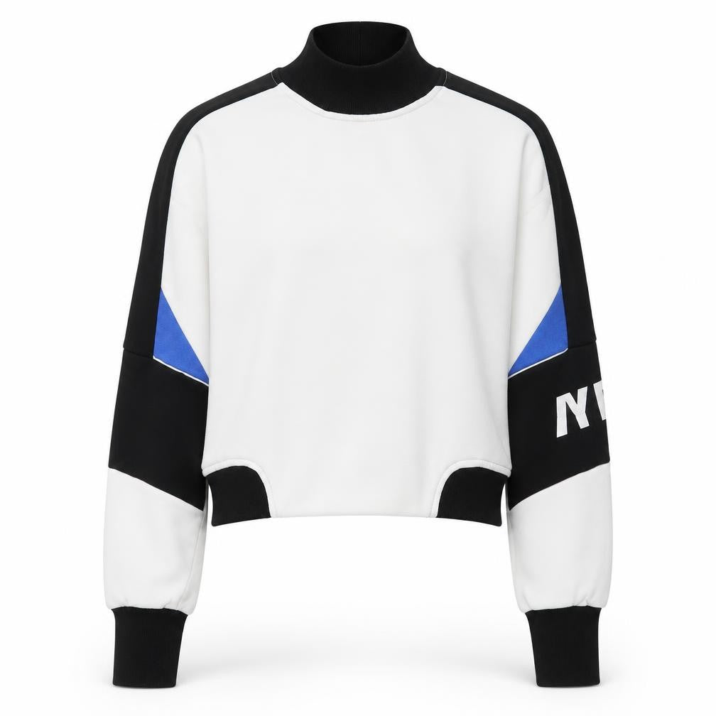 Ivy Park Women's White Black Blue Colourblock Mock Neck Sweatshirt Size S