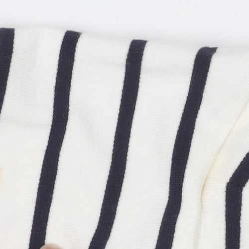 Jasper Conran Women's White Striped V-Neck Jersey T-Shirt Size 20