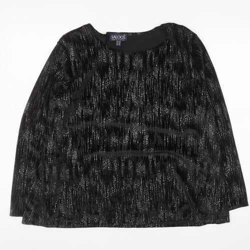 Saloos Women’s Black Glitter Velvet Tunic Blouse Size 20 Long Sleeve