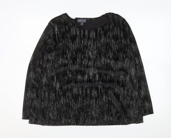 Saloos Women’s Black Glitter Velvet Tunic Blouse Size 20 Long Sleeve