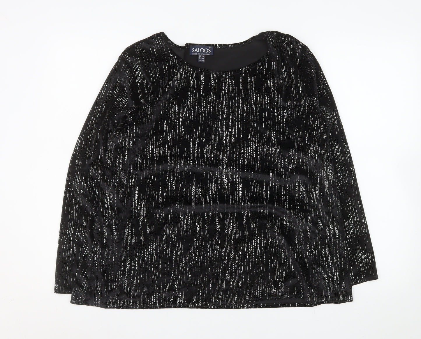 Saloos Women’s Black Glitter Velvet Tunic Blouse Size 20 Long Sleeve