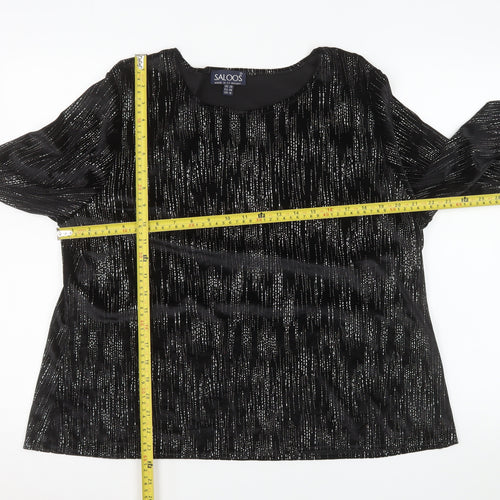 Saloos Women’s Black Glitter Velvet Tunic Blouse Size 20 Long Sleeve
