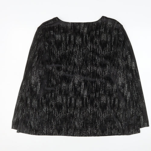 Saloos Women’s Black Glitter Velvet Tunic Blouse Size 20 Long Sleeve