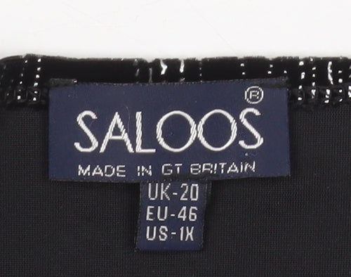 Saloos Women’s Black Glitter Velvet Tunic Blouse Size 20 Long Sleeve