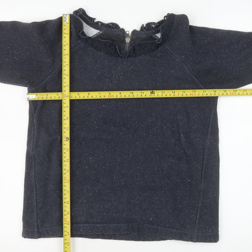 Luperdry Womens Navy Blue Lace Neck Long Sleeve Sweatshirt Size M