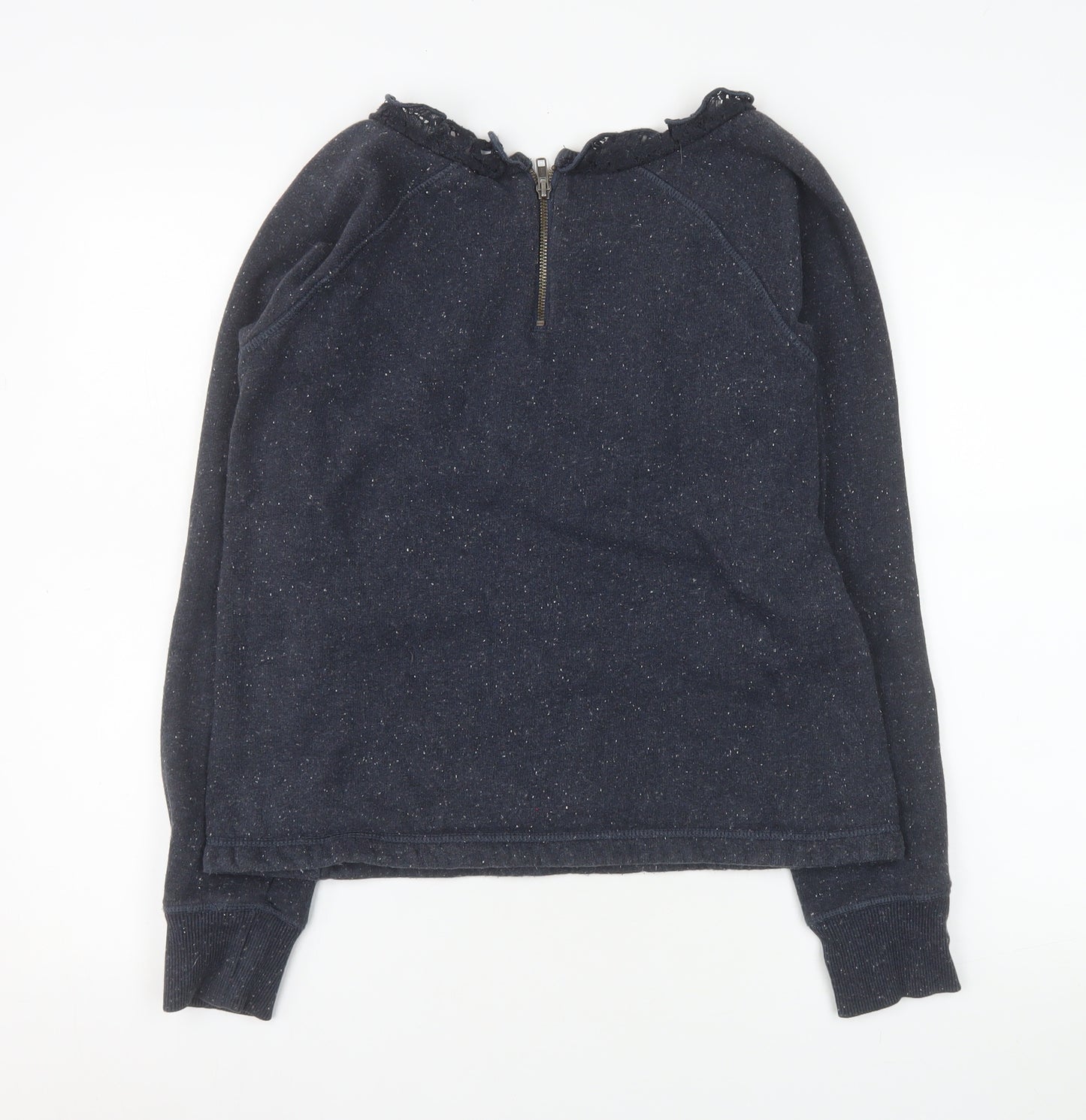 Luperdry Womens Navy Blue Lace Neck Long Sleeve Sweatshirt Size M