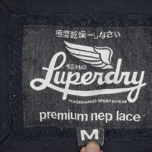 Luperdry Womens Navy Blue Lace Neck Long Sleeve Sweatshirt Size M