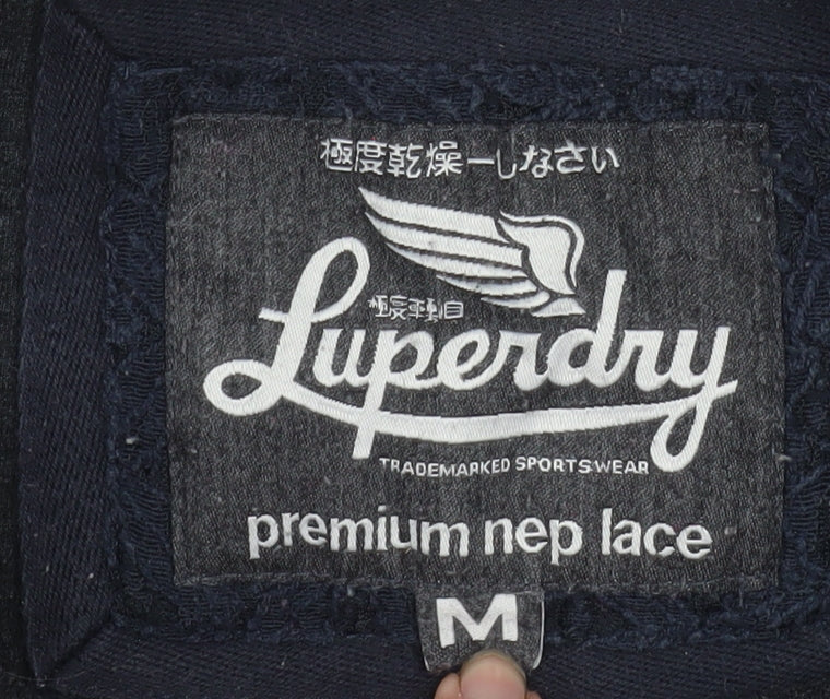 Luperdry Womens Navy Blue Lace Neck Long Sleeve Sweatshirt Size M
