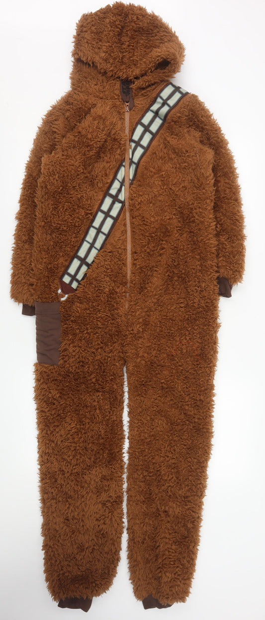 Star Wars Boys Brown Chewbacca Fleece One Piece Pyjama L Hooded Winter