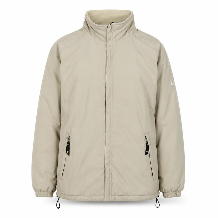 Front view of Regatta women’s beige windproof softshell jacket, size UK 12