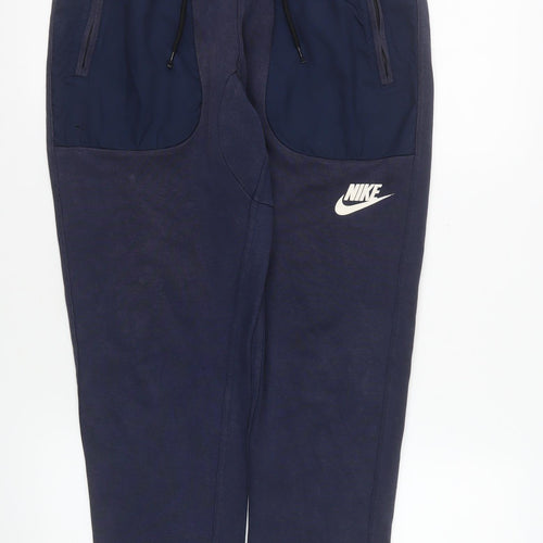 Nike Men’s Blue Jogger Trousers Size M Activewear Cotton Blend