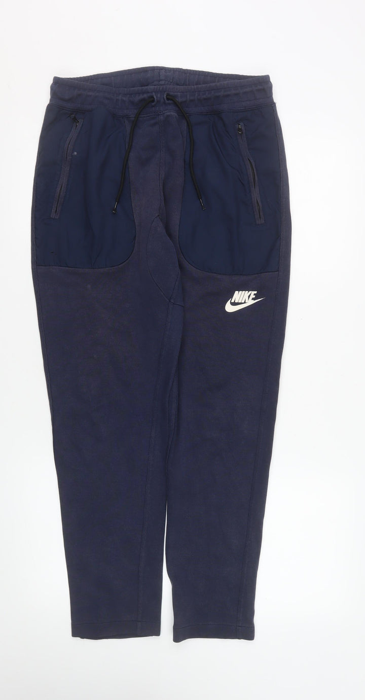 Nike Men’s Blue Jogger Trousers Size M Activewear Cotton Blend