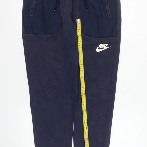 Nike Men’s Blue Jogger Trousers Size M Activewear Cotton Blend