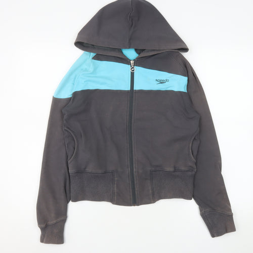 Speedo Women's Grey & Aqua Hooded Full Zip Jacket Size 12