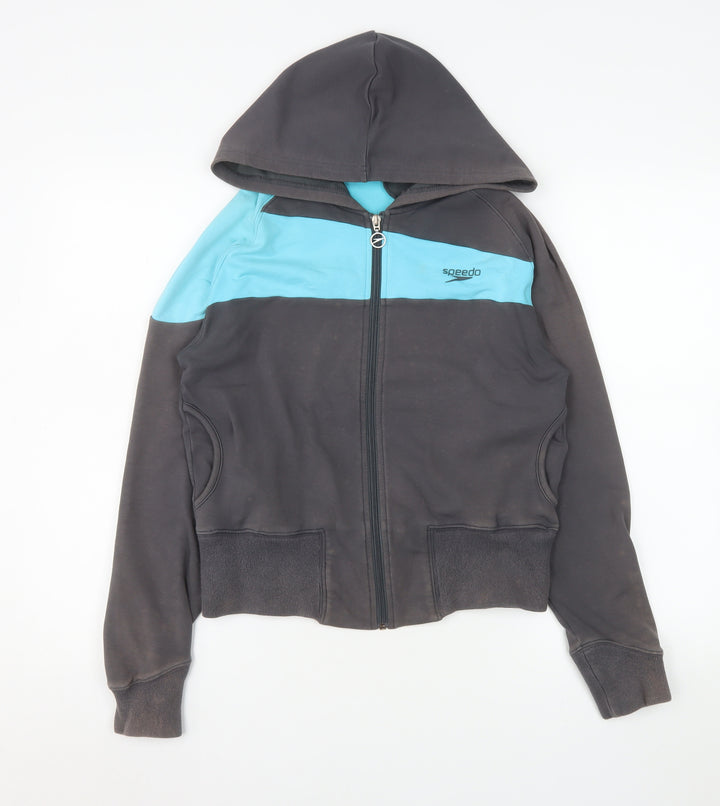 Speedo Women's Grey & Aqua Hooded Full Zip Jacket Size 12