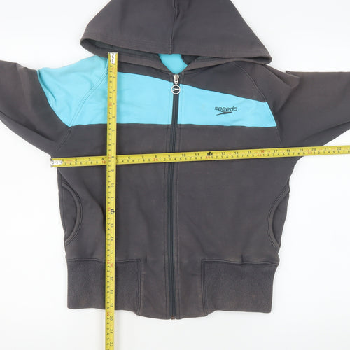 Speedo Women's Grey & Aqua Hooded Full Zip Jacket Size 12