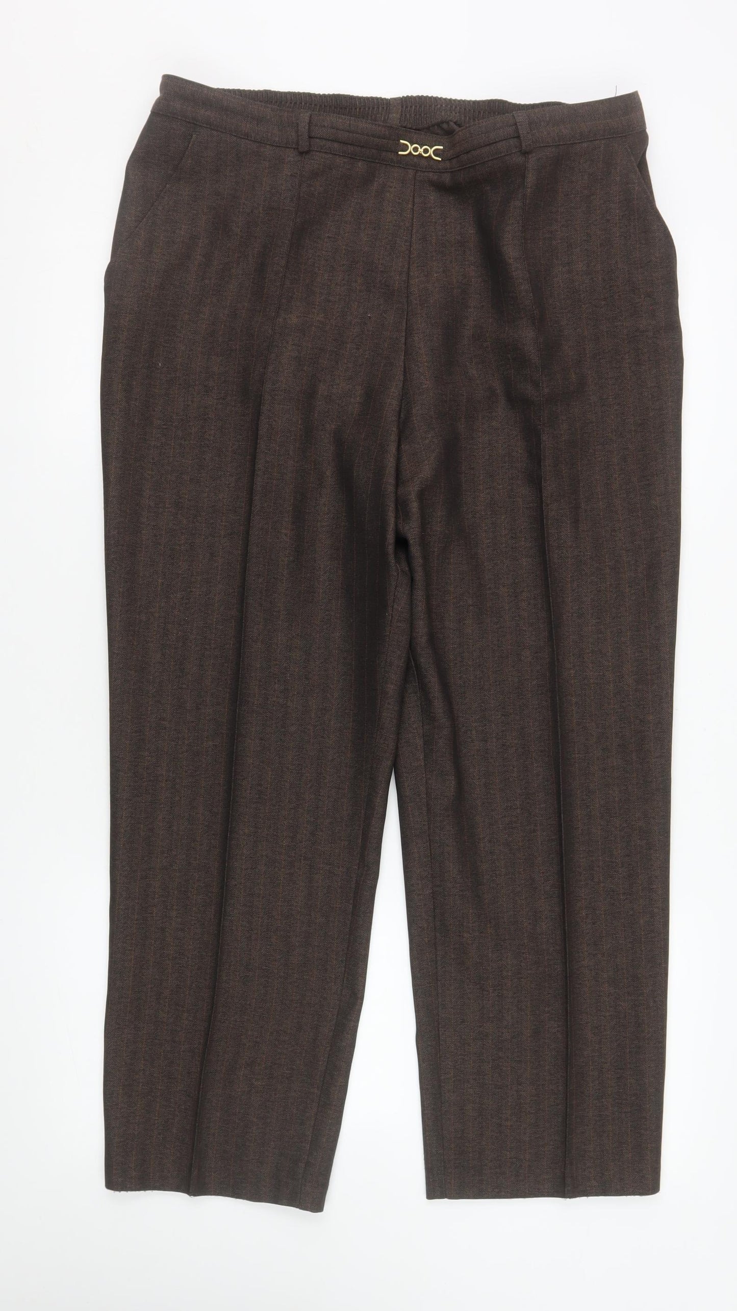 Marks and Spencer Women's Brown Size 16 Short Straight Dress Pants