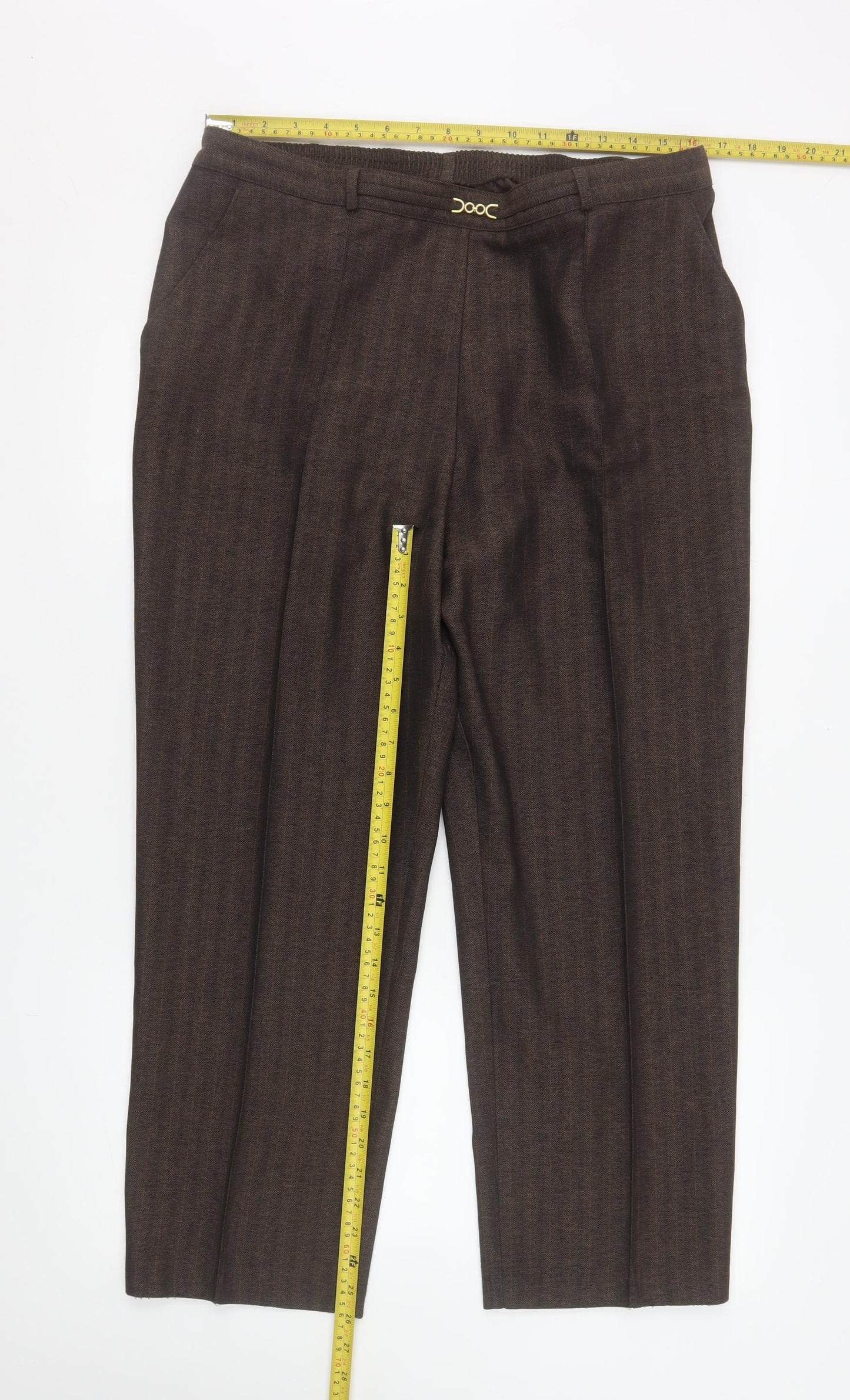 Marks and Spencer Women's Brown Size 16 Short Straight Dress Pants