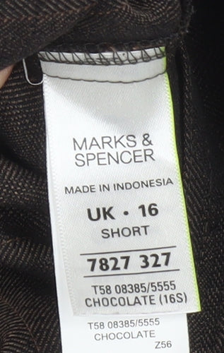 Marks and Spencer Women's Brown Size 16 Short Straight Dress Pants