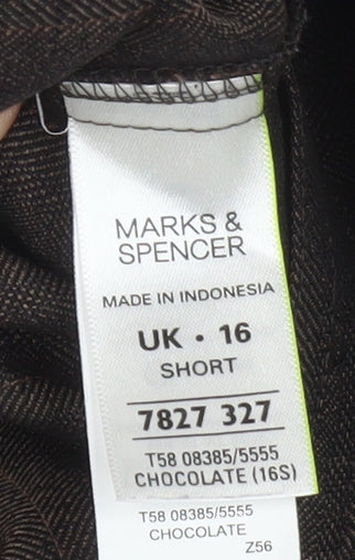 Marks and Spencer Women's Brown Size 16 Short Straight Dress Pants