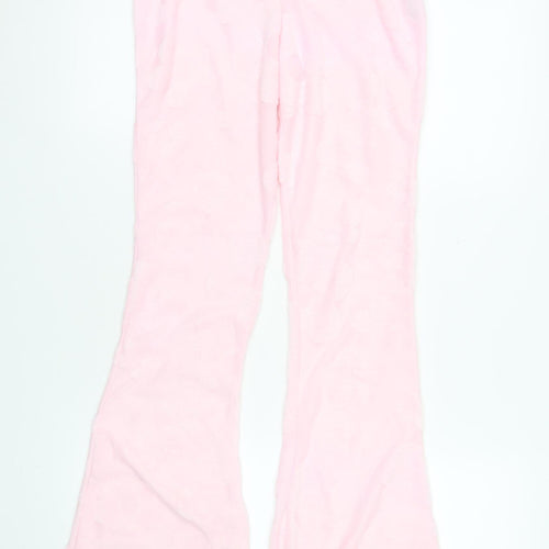 PrettyLittleThing Women Pink Flared Velour Trousers Size 2XS