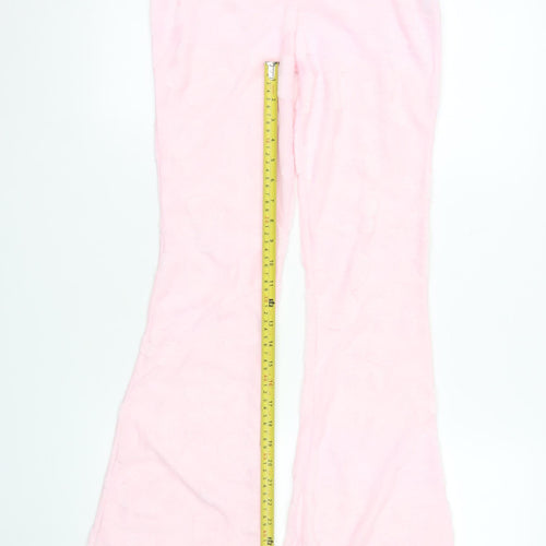PrettyLittleThing Women Pink Flared Velour Trousers Size 2XS