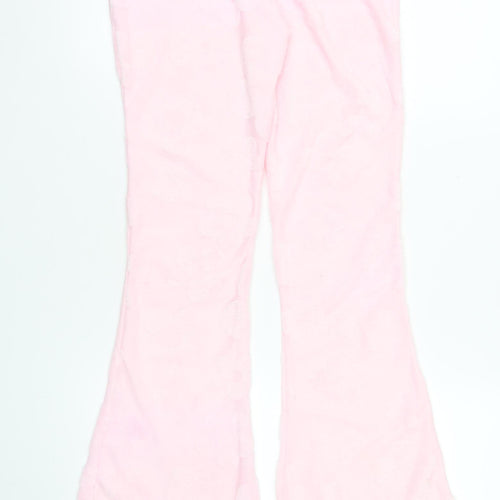 PrettyLittleThing Women Pink Flared Velour Trousers Size 2XS