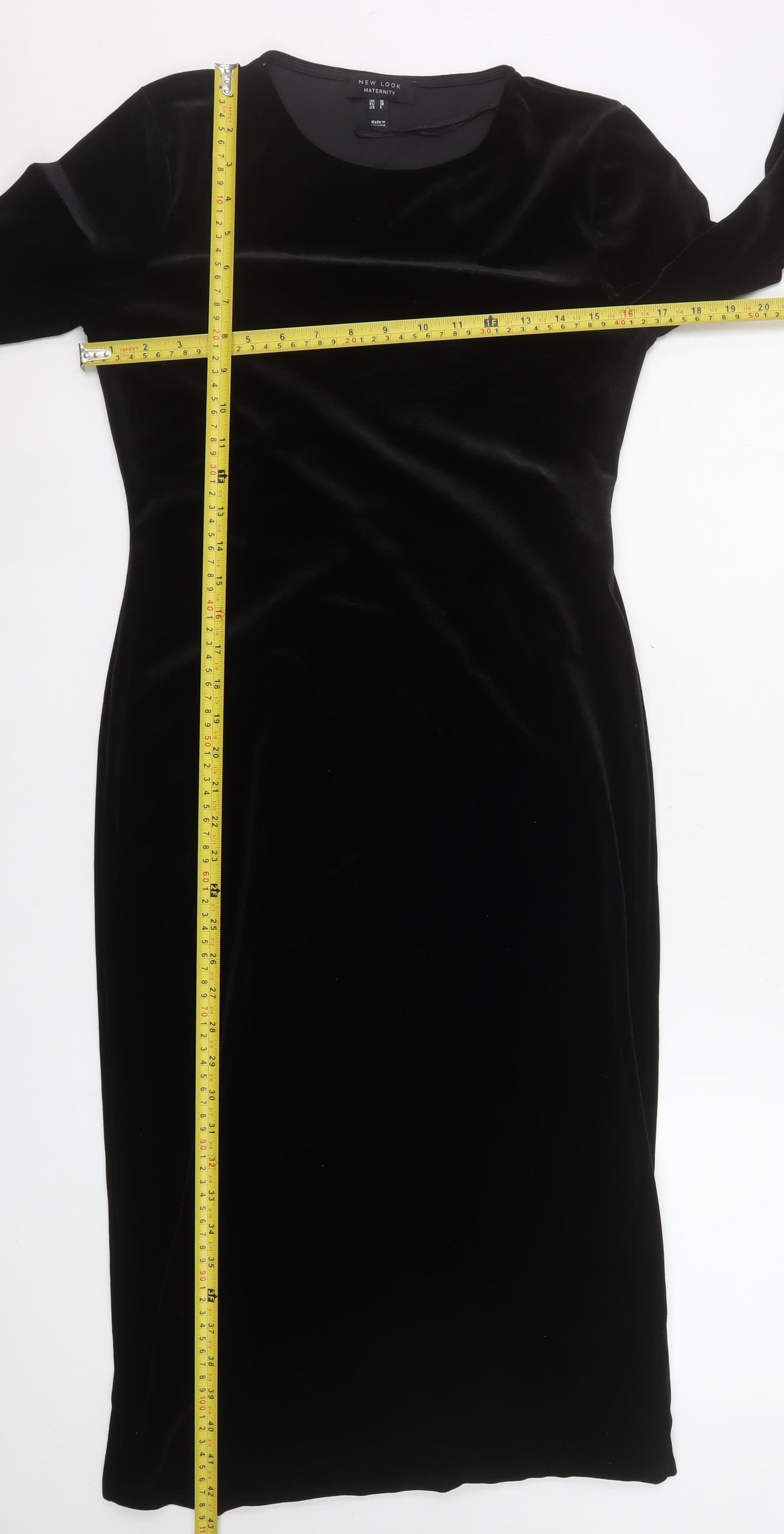 New Look Women Black Maternity Size 10 Velvet Bodycon Dress
