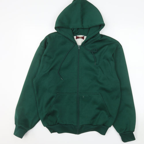 True Breed Men's Green Hooded Full Zip Fleece Jacket Size M