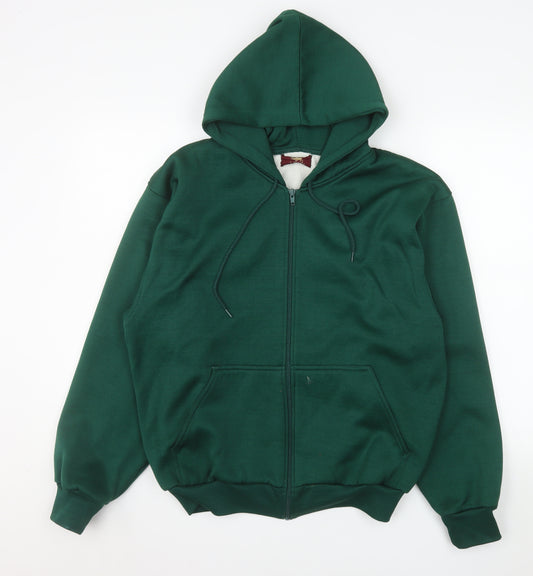 True Breed Men's Green Hooded Full Zip Fleece Jacket Size M