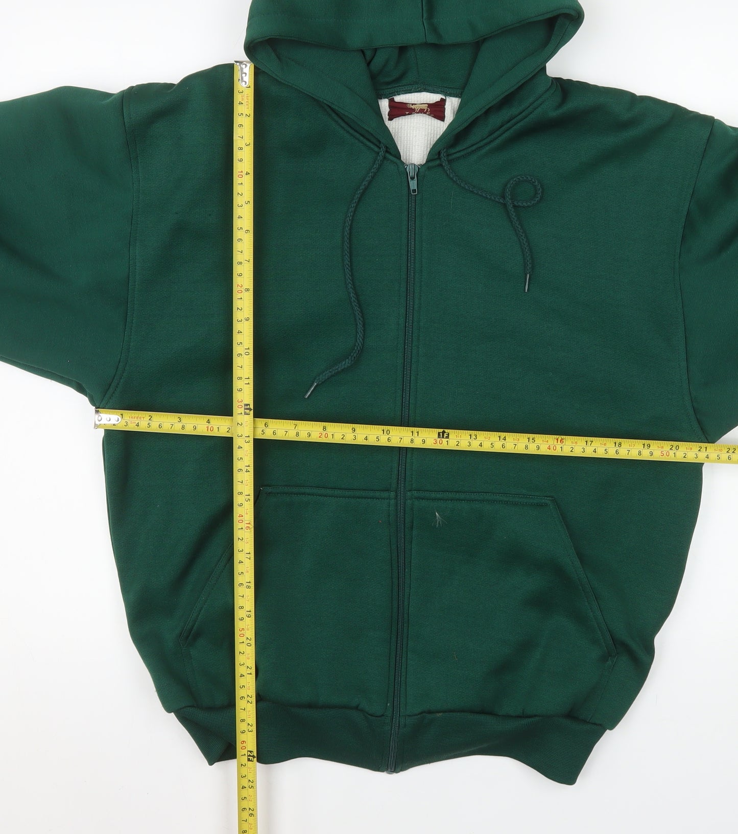 True Breed Men's Green Hooded Full Zip Fleece Jacket Size M