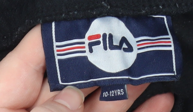FILA Boys Black Jogger Sweatpants 10-12 Years Cotton Blend Activewear