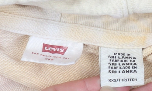 Levi's Women's Beige Hooded Pullover Sweatshirt XXS Cotton Logo