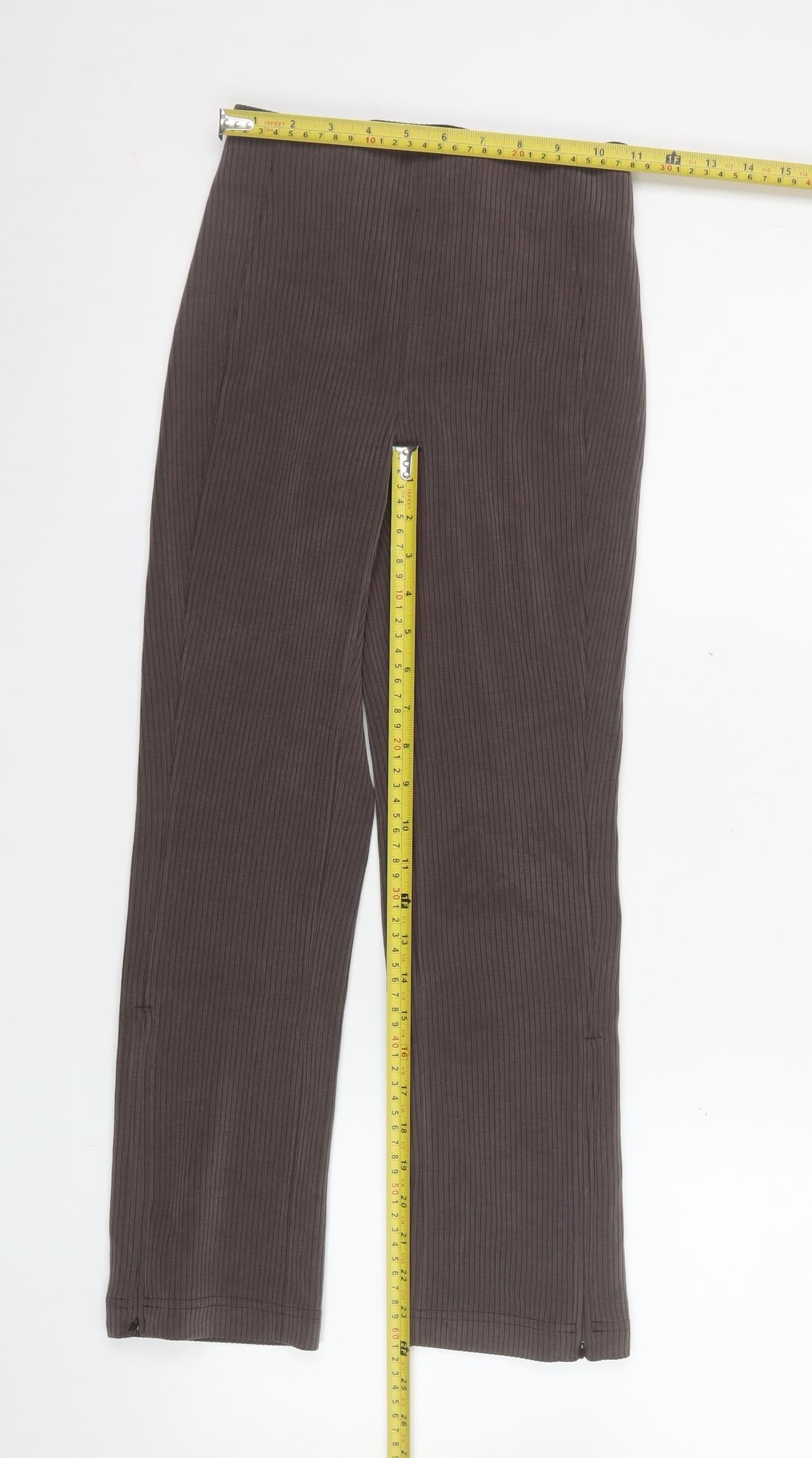 Lululemon Women Brown Ribbed Knit Slim Fit Stretch Leggings Size 4