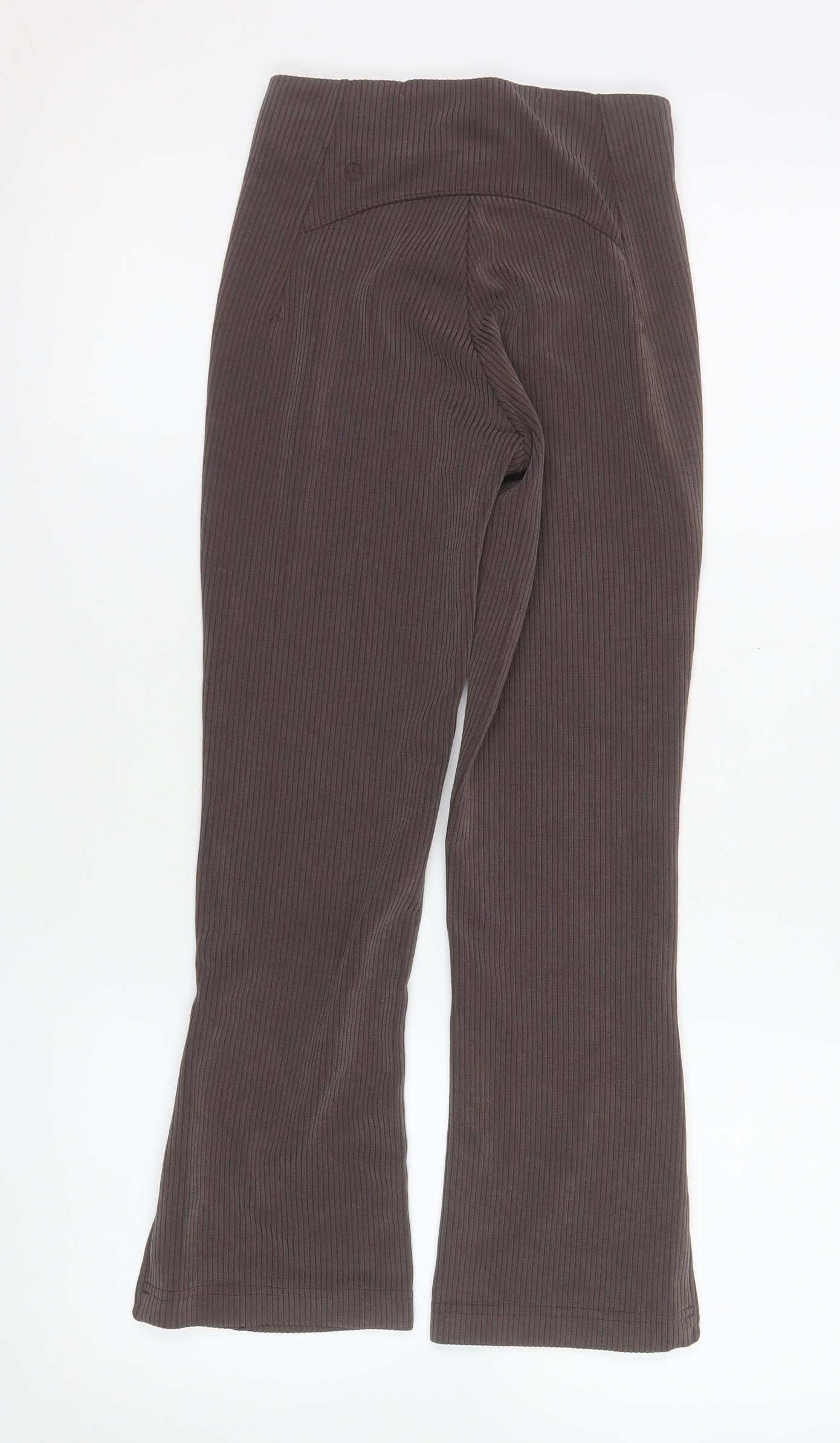 Lululemon Women Brown Ribbed Knit Slim Fit Stretch Leggings Size 4
