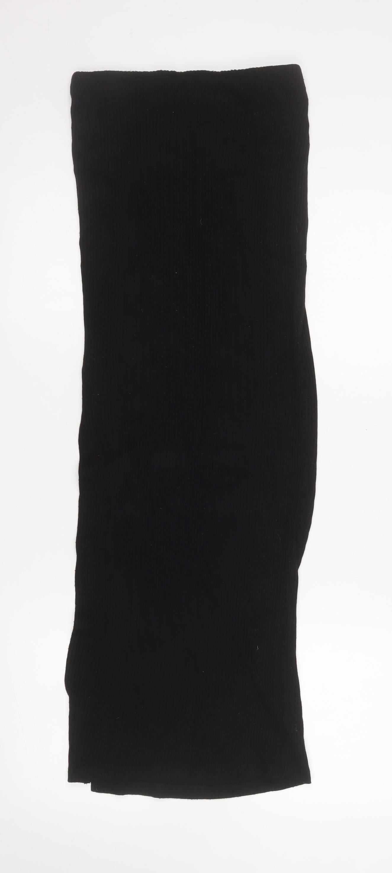 Bershka Women’s Black Midi Pencil Skirt XS Cotton Stretch