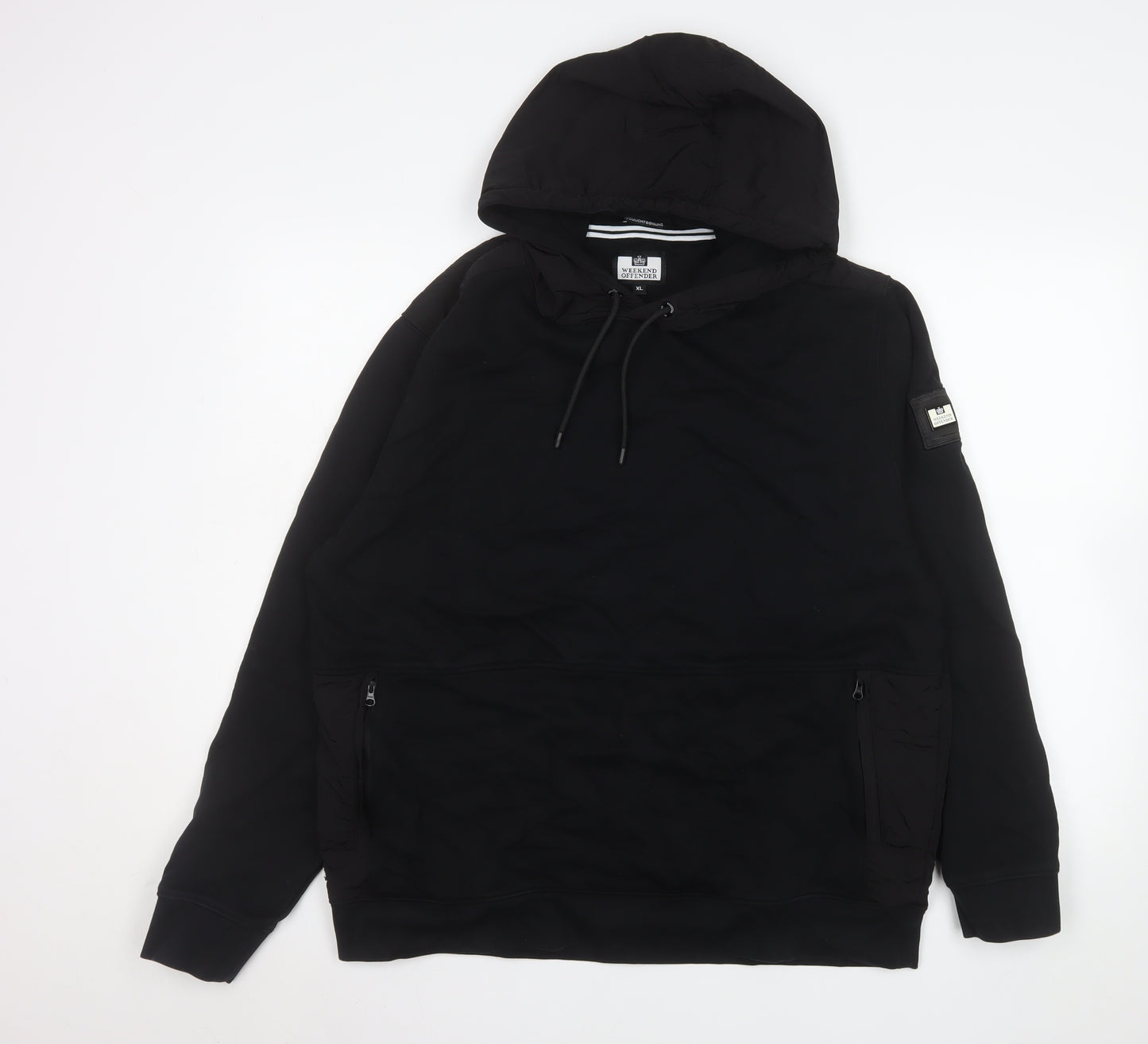 Weekend Offender Men's Black XL Pullover Hoodie with Zipped Pockets