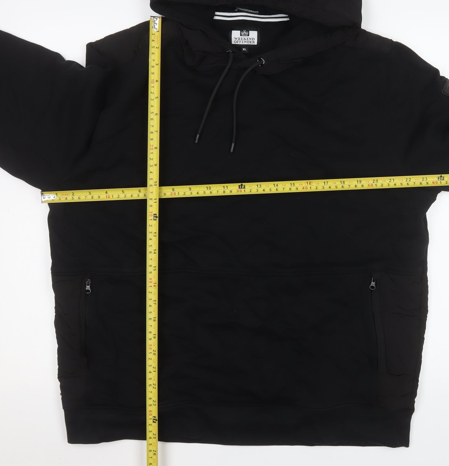 Weekend Offender Men's Black XL Pullover Hoodie with Zipped Pockets