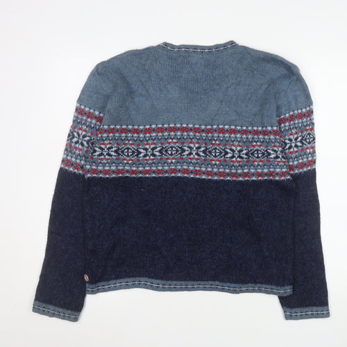 Route 66 Men's Blue Fair Isle V-Neck Acrylic Pullover Jumper XL