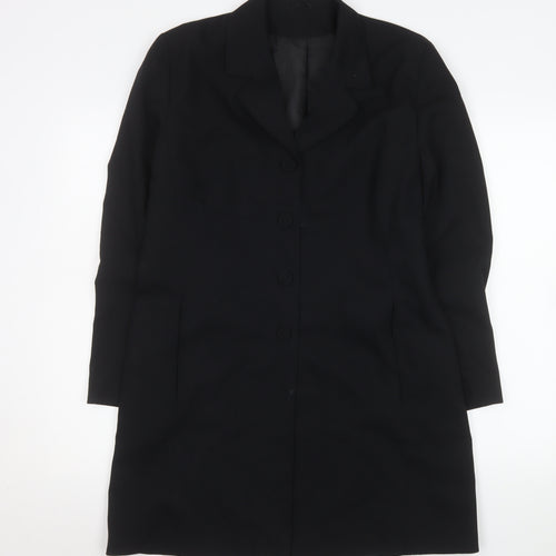 Dorothy Perkins Women's Black Long Overcoat Size 14 Classic Style