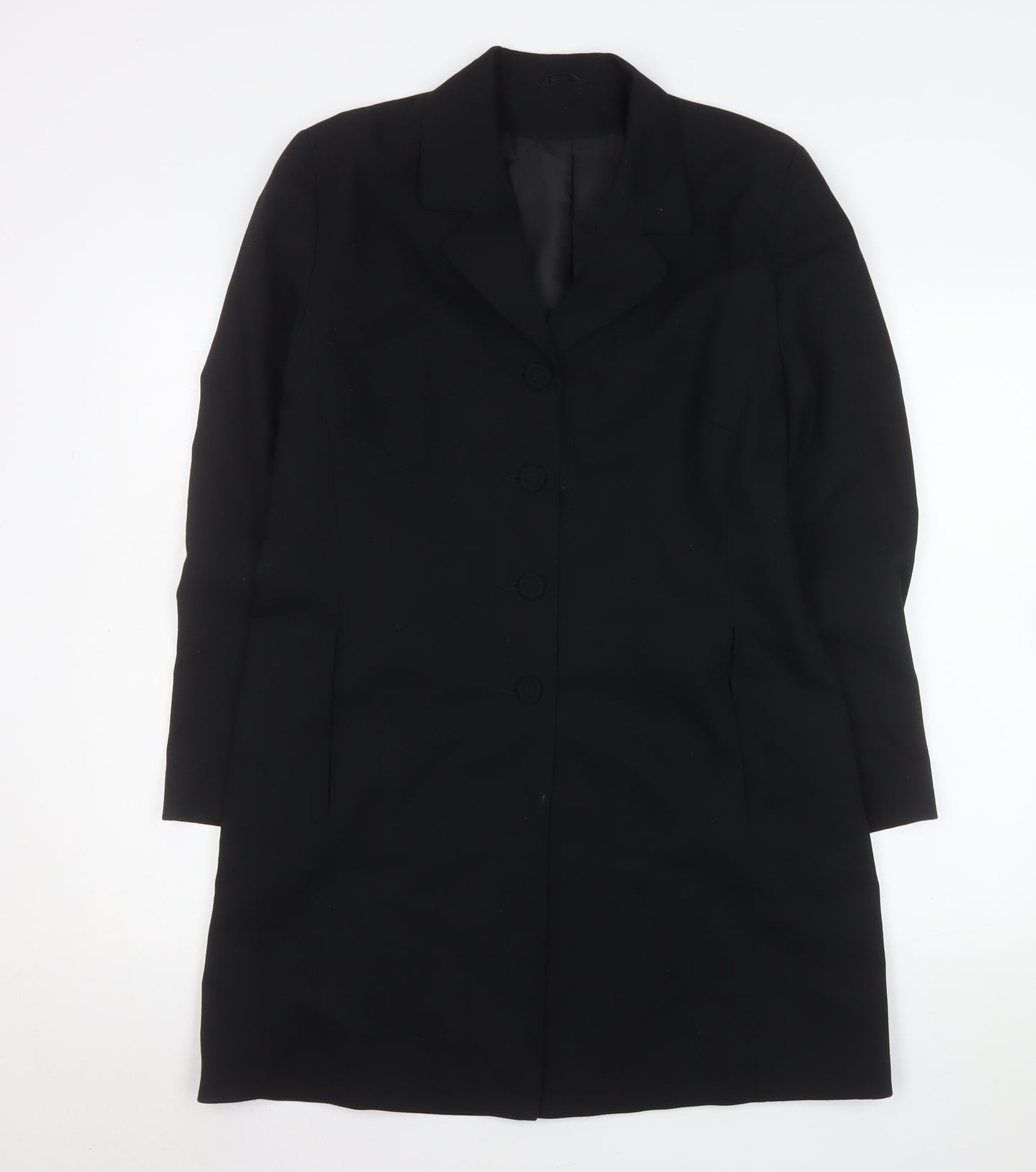Dorothy Perkins Women's Black Long Overcoat Size 14 Classic Style