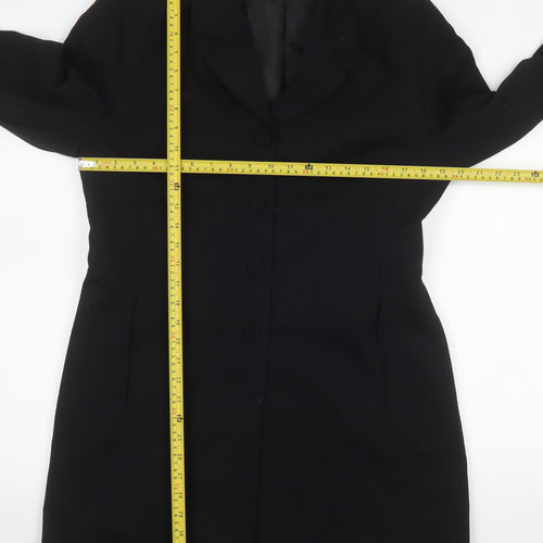 Dorothy Perkins Women's Black Long Overcoat Size 14 Classic Style