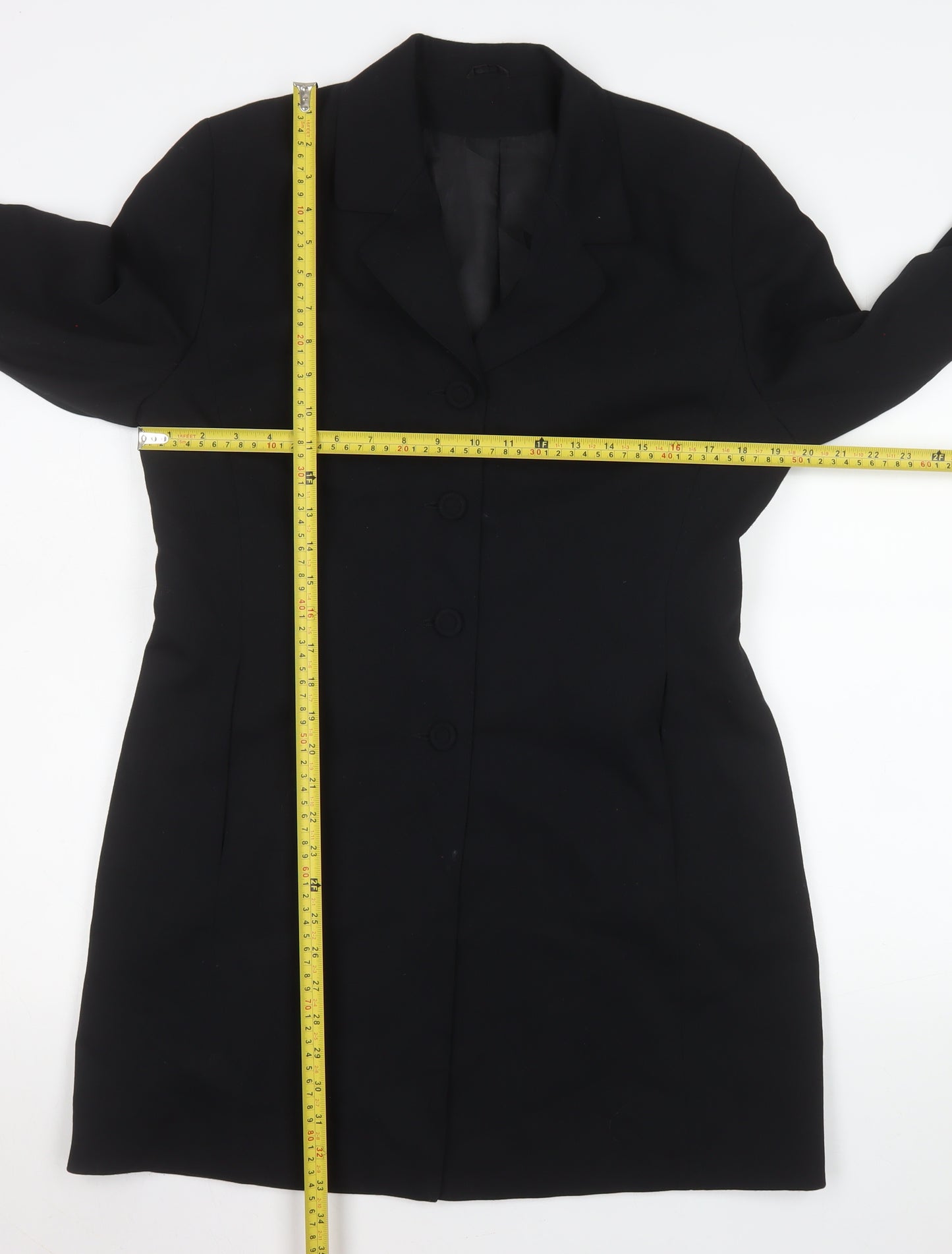 Dorothy Perkins Women's Black Long Overcoat Size 14 Classic Style