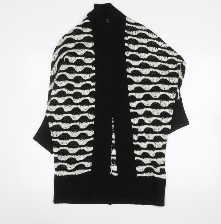 Jane Norman Womens Black & White Knit Cardigan M Relaxed Fit