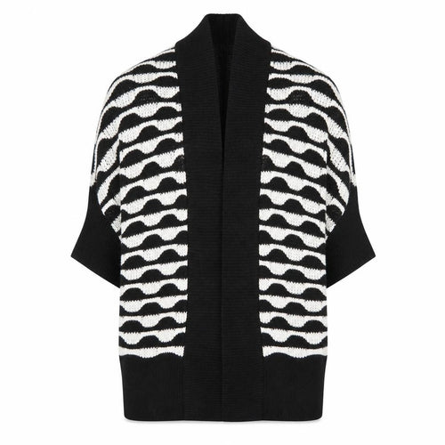 Jane Norman Womens Black & White Knit Cardigan M Relaxed Fit