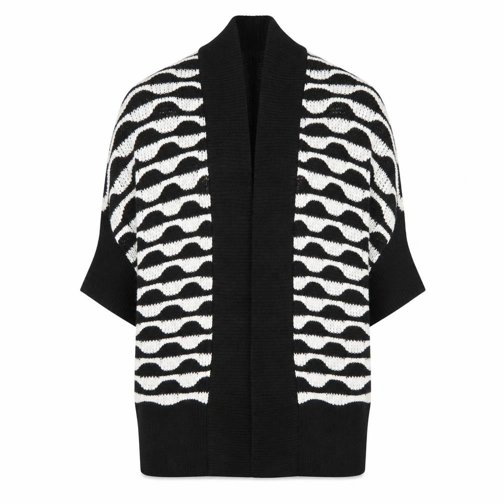 Jane Norman Womens Black & White Knit Cardigan M Relaxed Fit