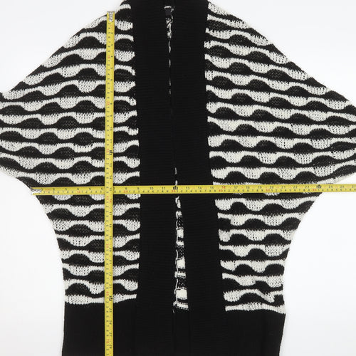 Jane Norman Womens Black & White Knit Cardigan M Relaxed Fit